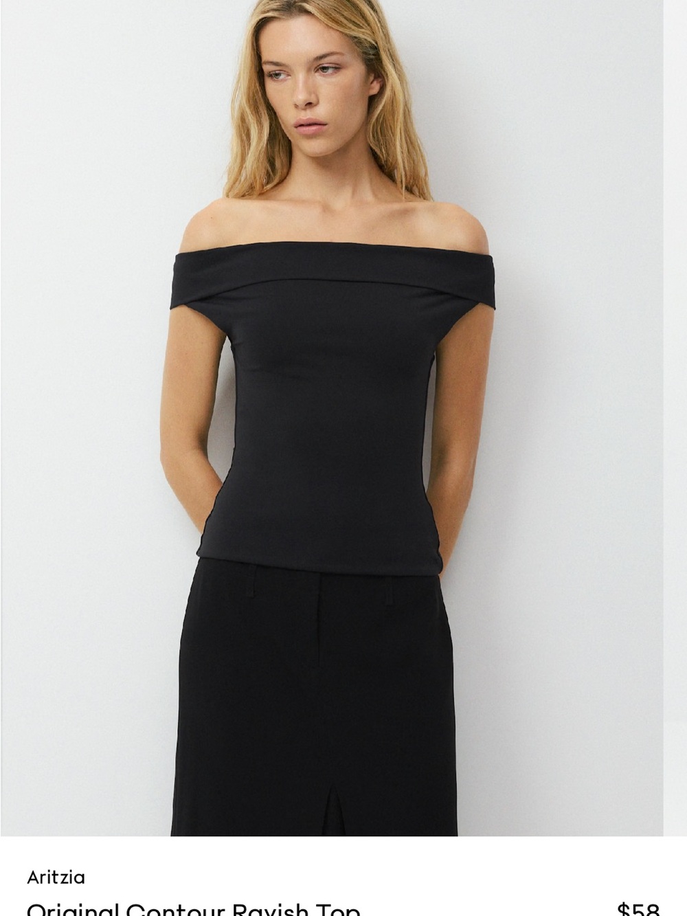 Aritzia Black Off-Shoulder Contour Top